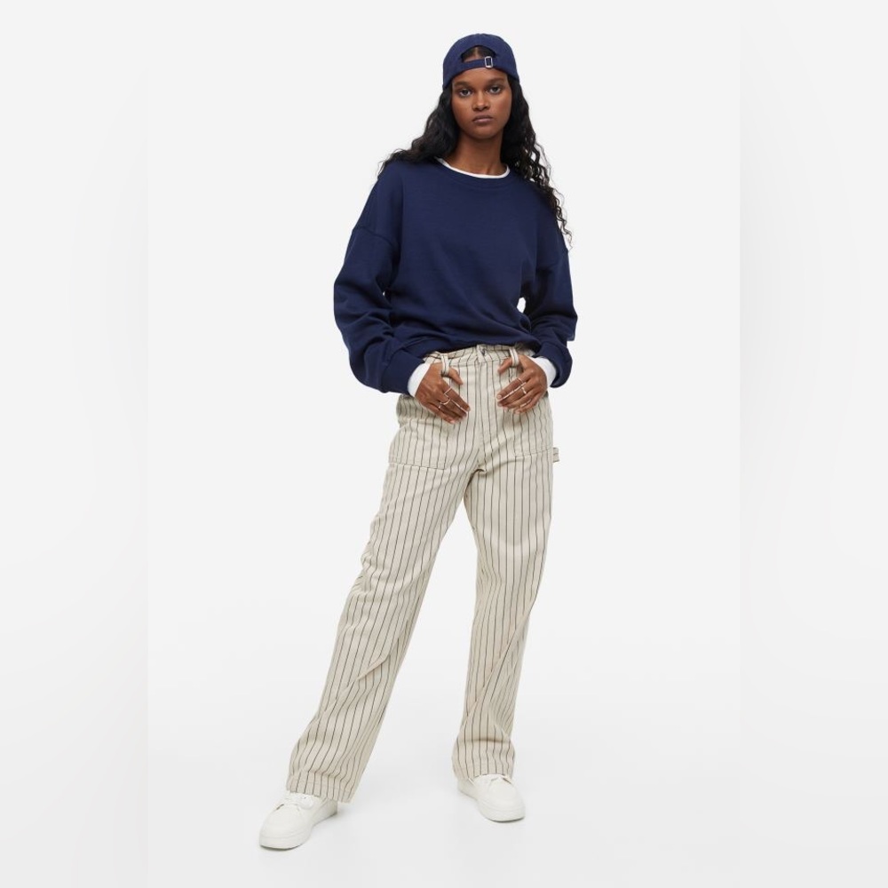 H&M Twill Cargo Pants in Pinstripe
